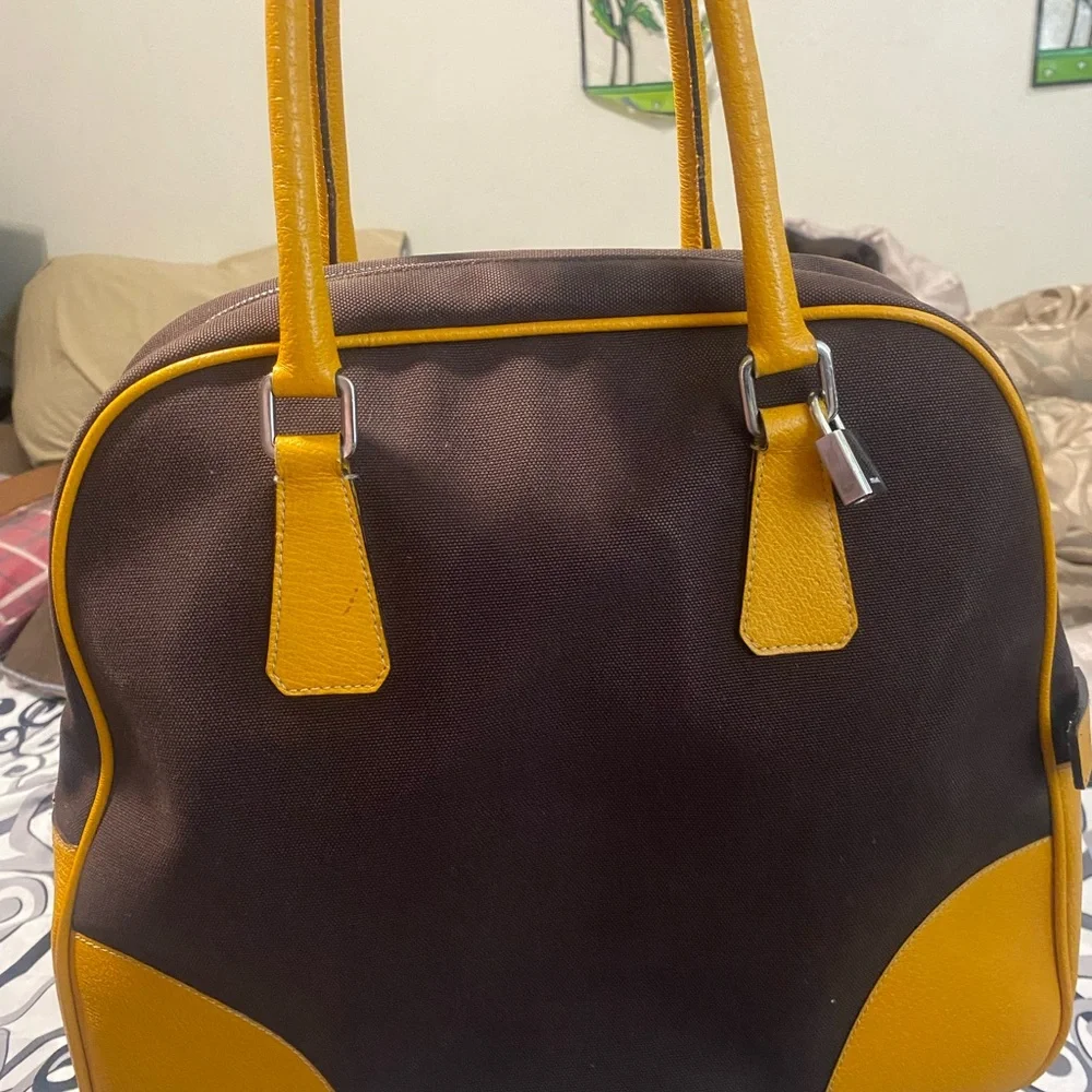 Prada Yellow and Brown Travel Bag - Picture 6 of 16